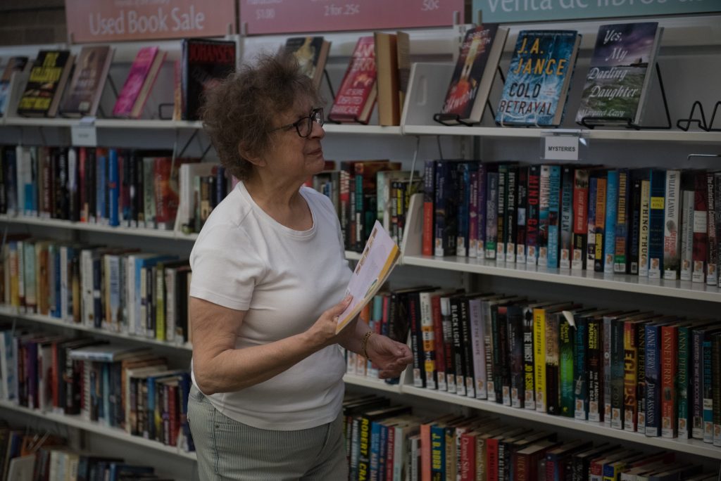 a Friend of the Library maintains the book sale. © steven e gross 17919 Waukegan Public Library